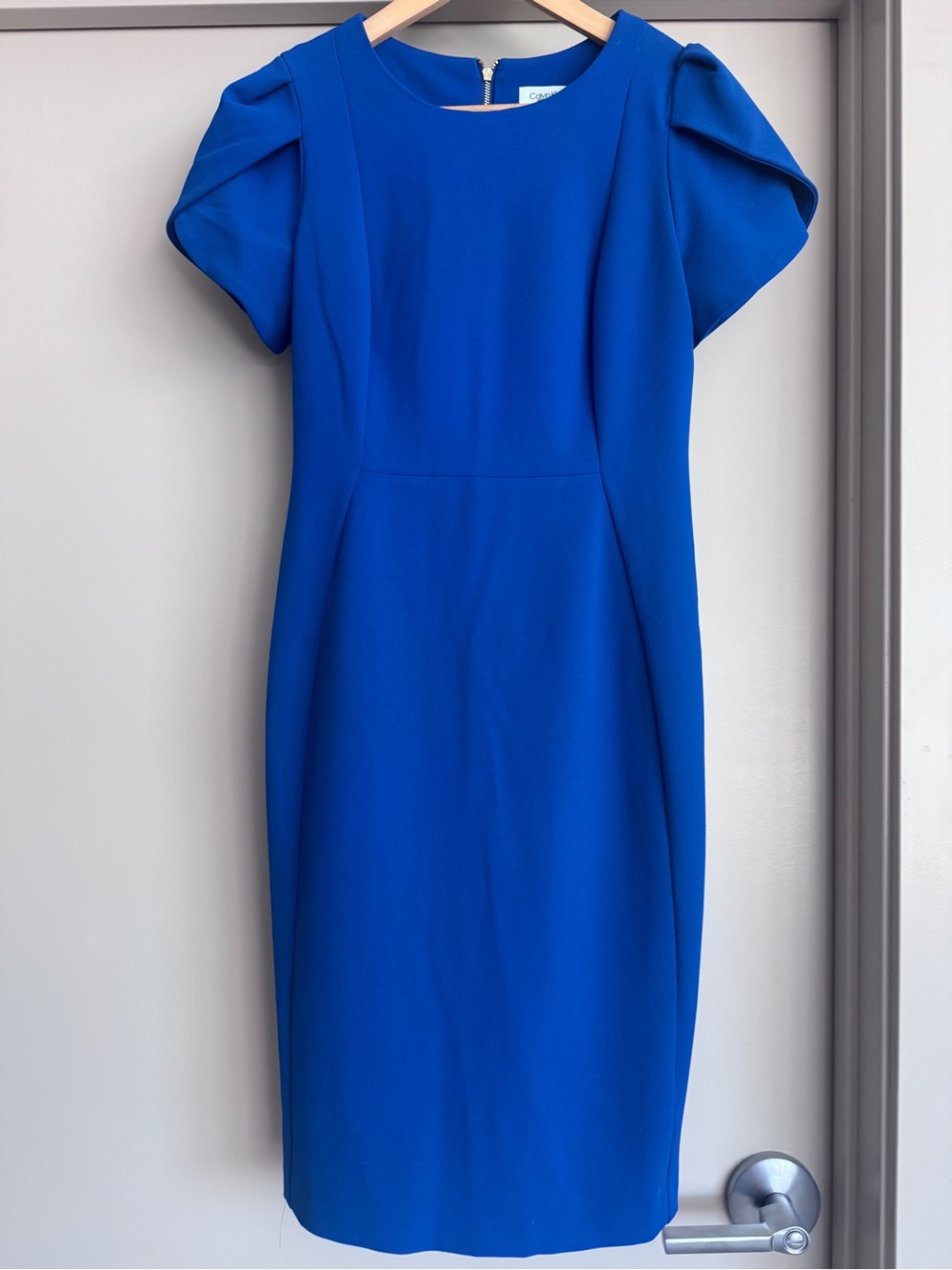Calvin Klein Cobalt Blue Tulip Sleeve Sheath Dress